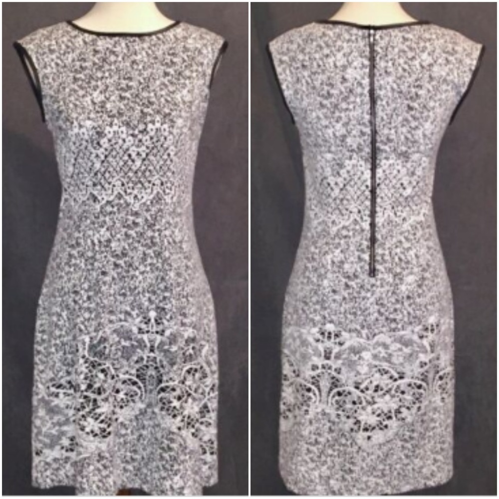 eci NEW YORK Dress Size 4 Black Faux Leather Trim